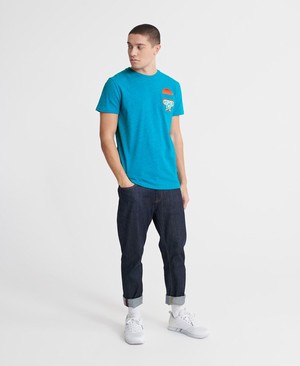 Superdry Malibu Mid Pocket Férfi Pólók Kék | GCXAQ0476